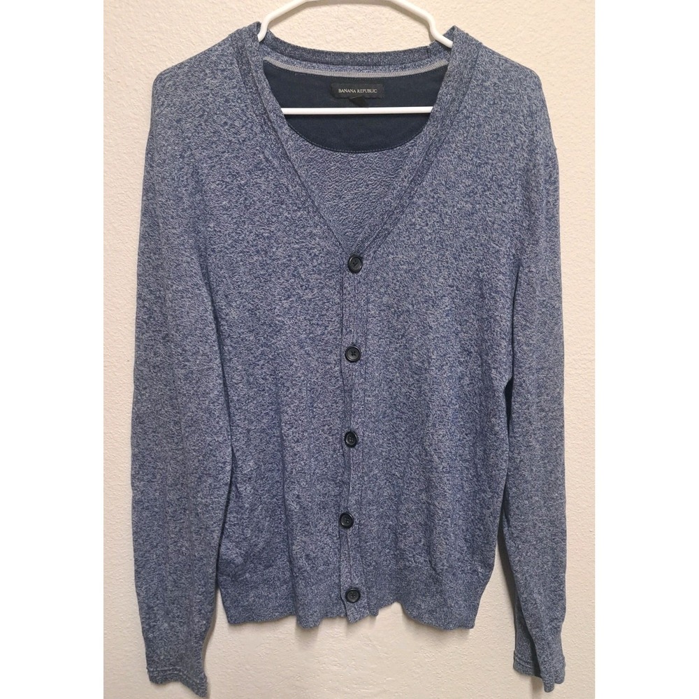 Banana Republic Cardigan Sweater Women M Blue Button Front Lightweight